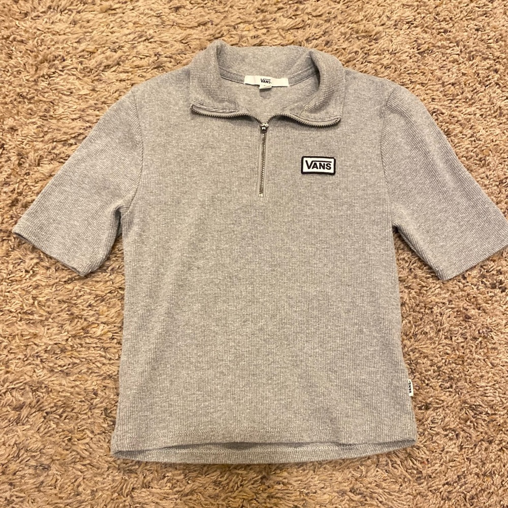 Juniors Gray Quarter Zip Vans Top